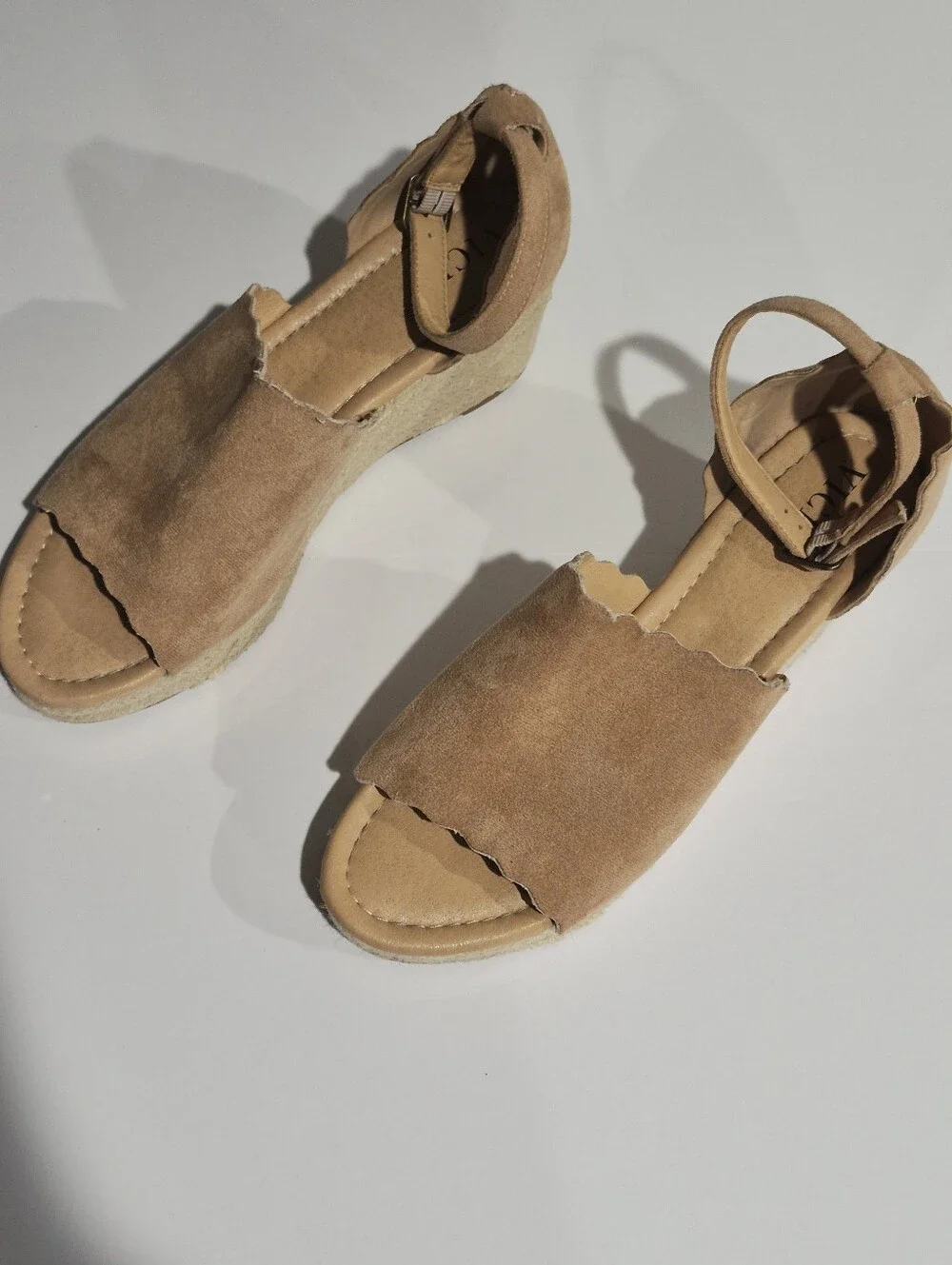 VICI Tan Suede Espadrille Wedge Sandals - Women's Size 10